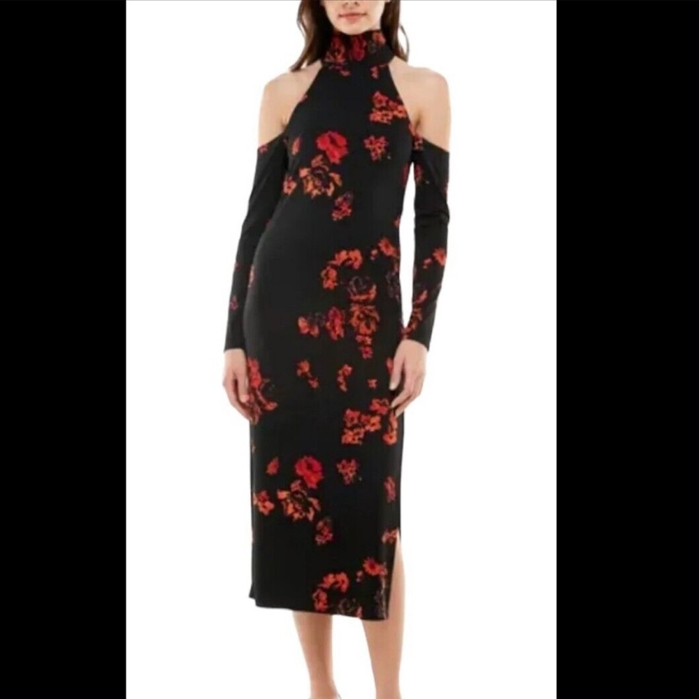 NWT WAYF Off the Shoulder High Neck Floral Dress - Picture 1 of 7